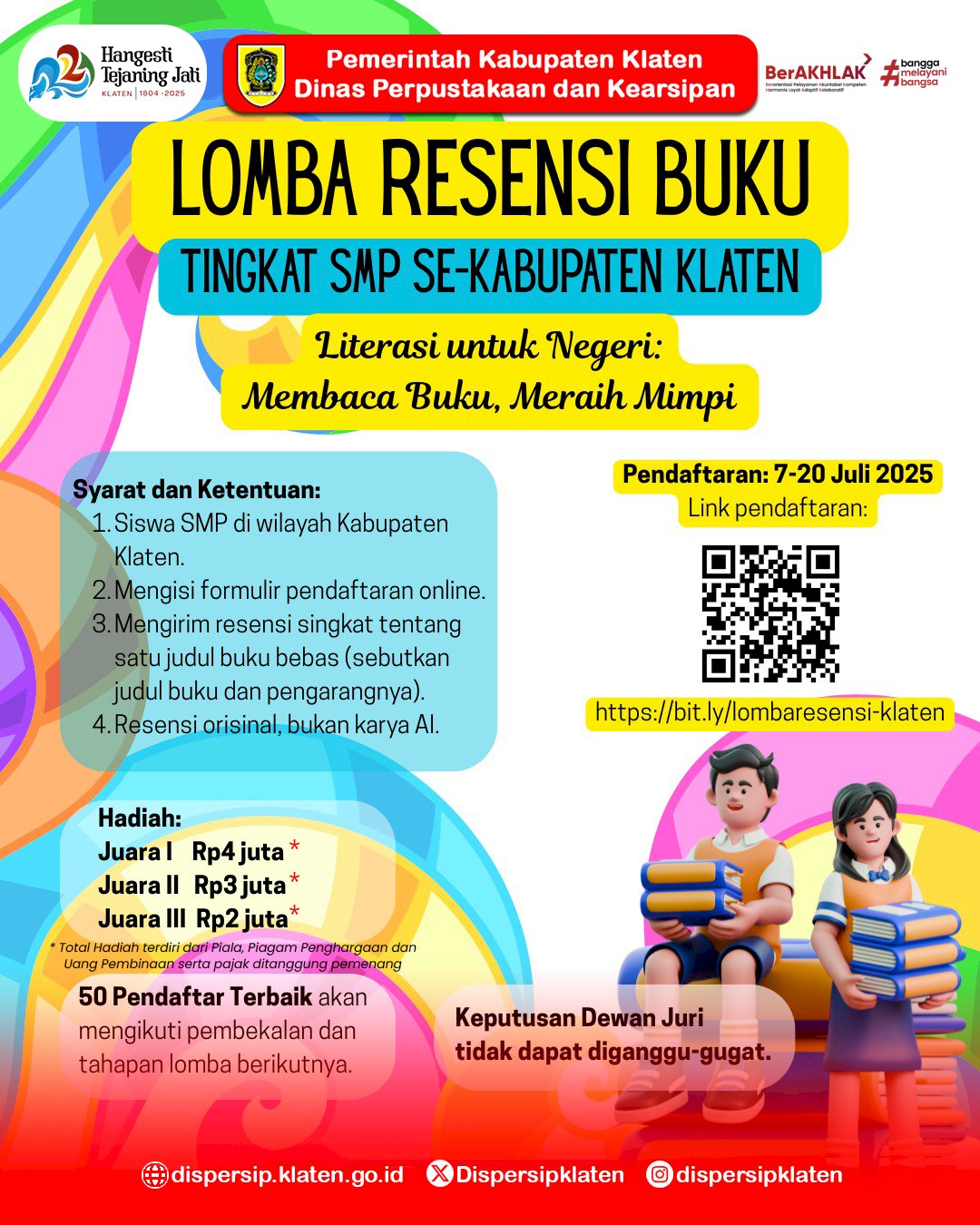 Lomba Resensi Buku Kabupaten Klaten 2025, "Literasi Untuk Negeri: Membaca Buku, Meraih Mimpi"