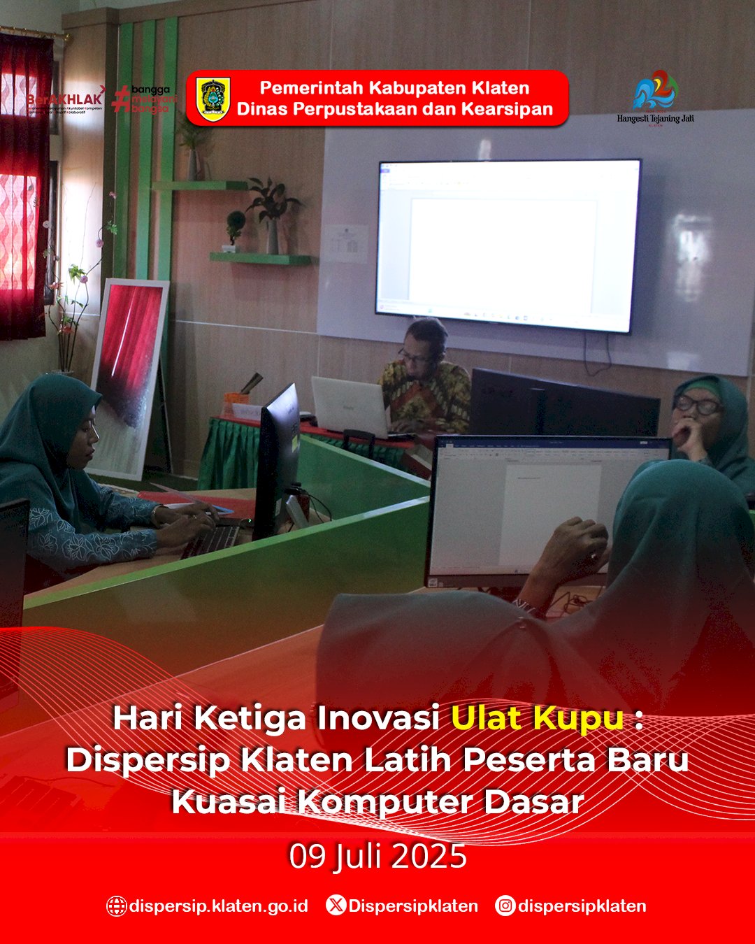 Hari Ketiga Inovasi Ulat Kupu: Dispersip Klaten Latih Peserta Baru Kuasai Komputer Dasar