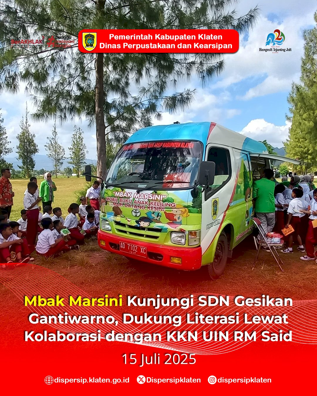 Mbak Marsini Kunjungi SDN Gesikan Gantiwarno, Dukung Literasi Lewat Kolaborasi dengan KKN UIN RM Said