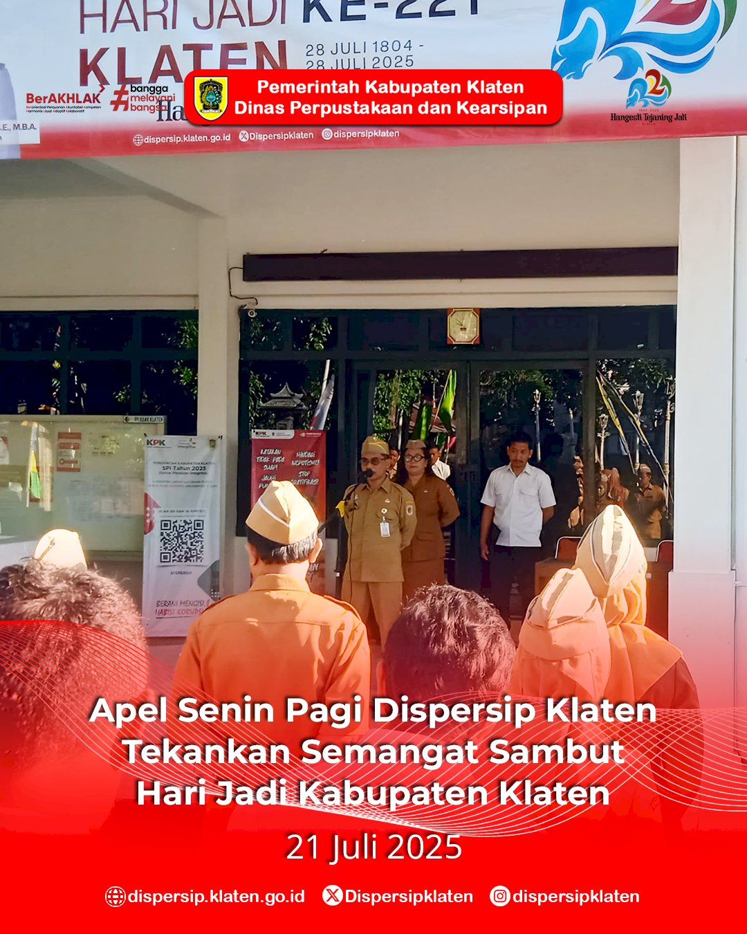 Apel Senin Pagi Dispersip Klaten Tekankan Semangat Sambut Hari Jadi Kabupaten Klaten