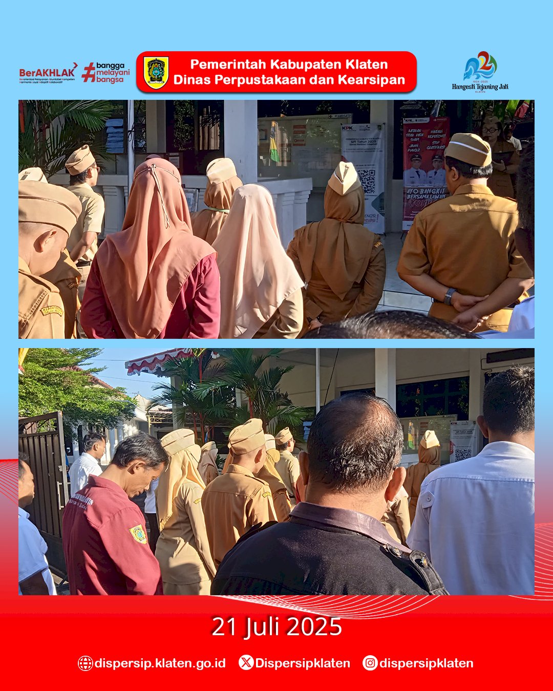 Apel Senin Pagi Dispersip Klaten Tekankan Semangat Sambut Hari Jadi Kabupaten Klaten