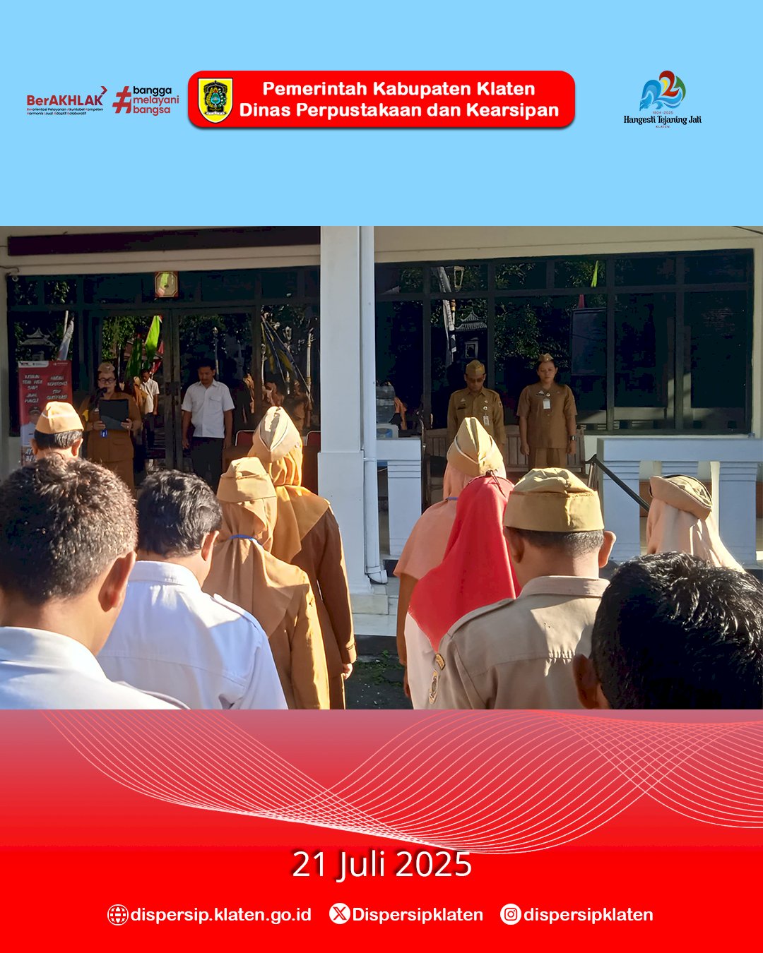 Apel Senin Pagi Dispersip Klaten Tekankan Semangat Sambut Hari Jadi Kabupaten Klaten