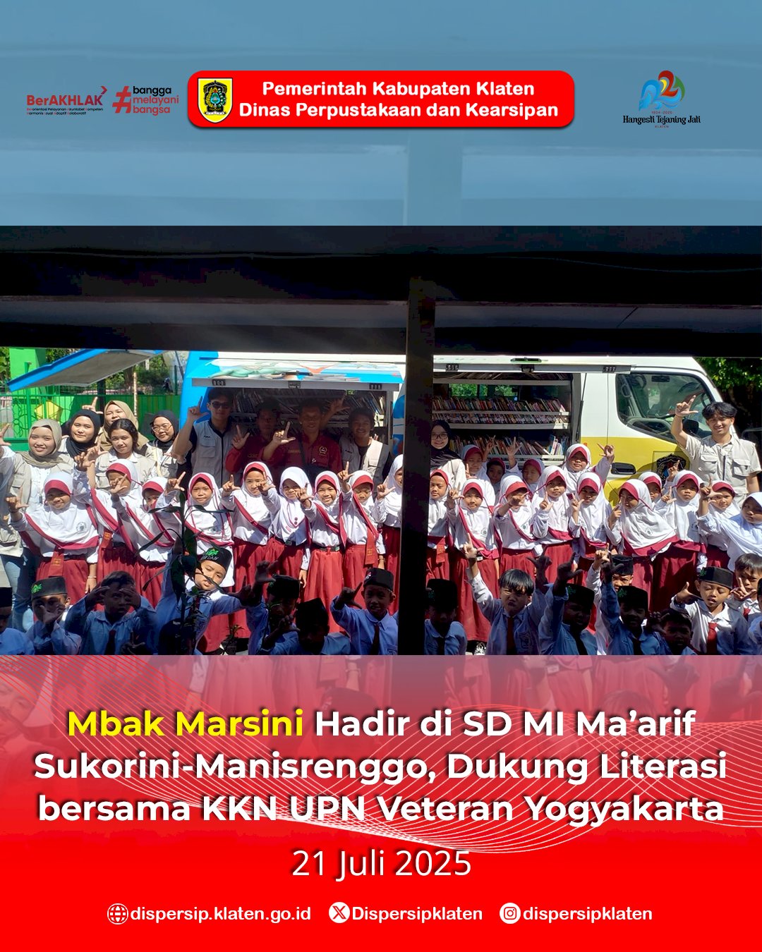 Mbak Marsini Hadir di SD MI Ma’arif Sukorini, Dukung Literasi bersama KKN UPN Veteran Yogyakarta