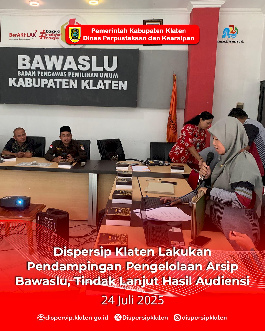Dispersip Klaten Lakukan Pendampingan Pengelolaan Arsip Bawaslu, Tindak Lanjut Hasil Audiensi