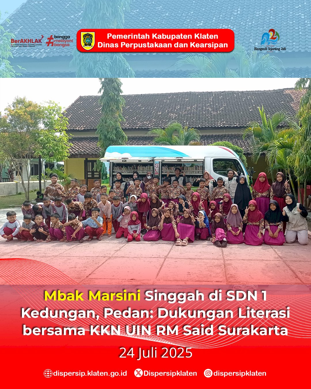 Mbak Marsini Singgah di SDN 1 Kedungan, Pedan: Dukungan Literasi Bersama KKN UIN RM Said Surakarta