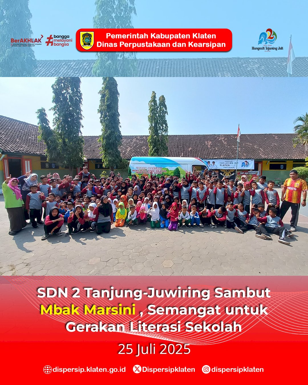 SDN 2 Tanjung Juwiring Sambut Mbak Marsini, Semangat untuk Gerakan Literasi Sekolah