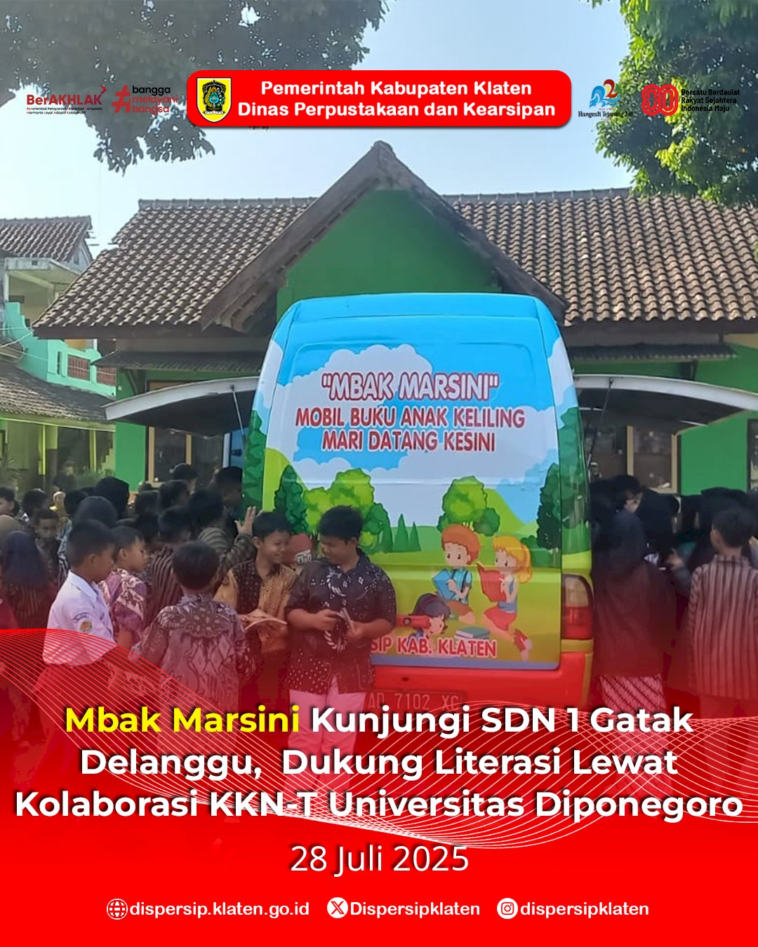 Mbak Marsini Kunjungi SDN 1 Gatak Delanggu, Dukung Literasi Lewat Kolaborasi KKN-T Universitas Diponegoro