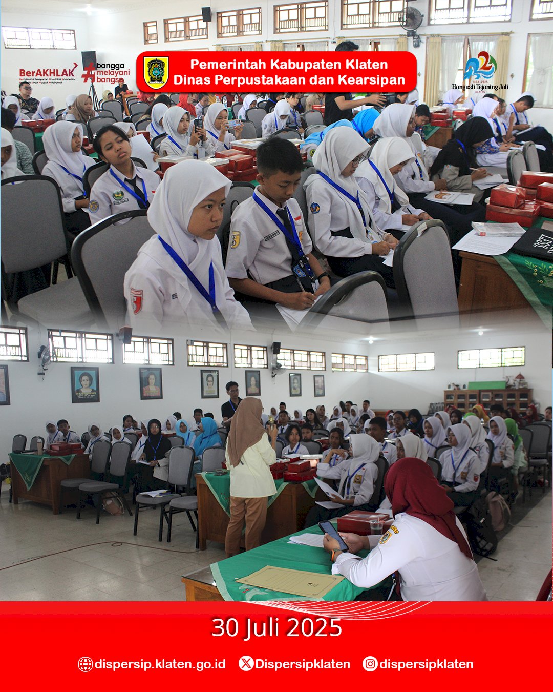 Dispersip Klaten Gelar Pembekalan untuk 50 Finalis Lomba Resensi Buku Tingkat SMP se-Kabupaten Klaten