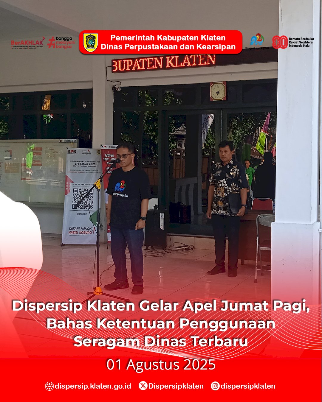 Dispersip Klaten Gelar Apel Jumat Pagi, Bahas Ketentuan Penggunaan Seragam Dinas Terbaru