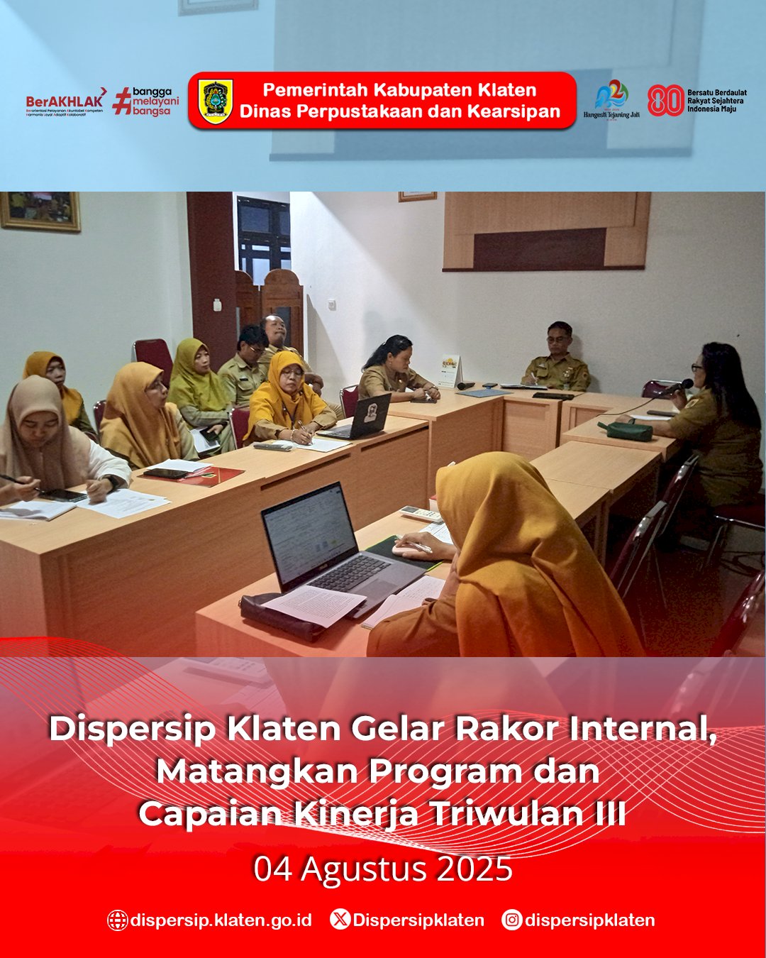 Dispersip Klaten Gelar Rakor Internal, Matangkan Program dan Capaian Kinerja Triwulan III