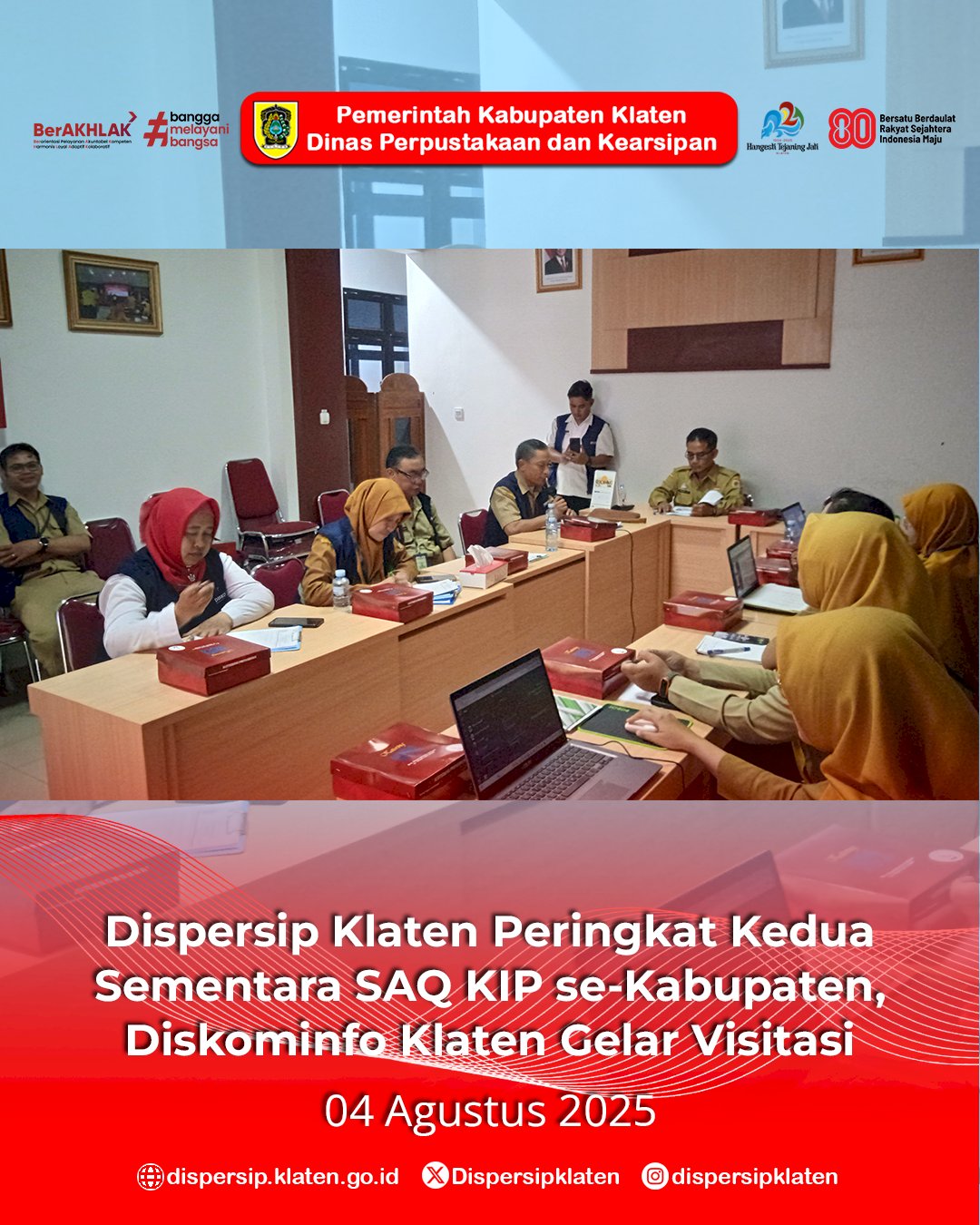Dispersip Klaten Peringkat Kedua Sementara SAQ KIP se-Kabupaten, Diskominfo Klaten Gelar Visitasi