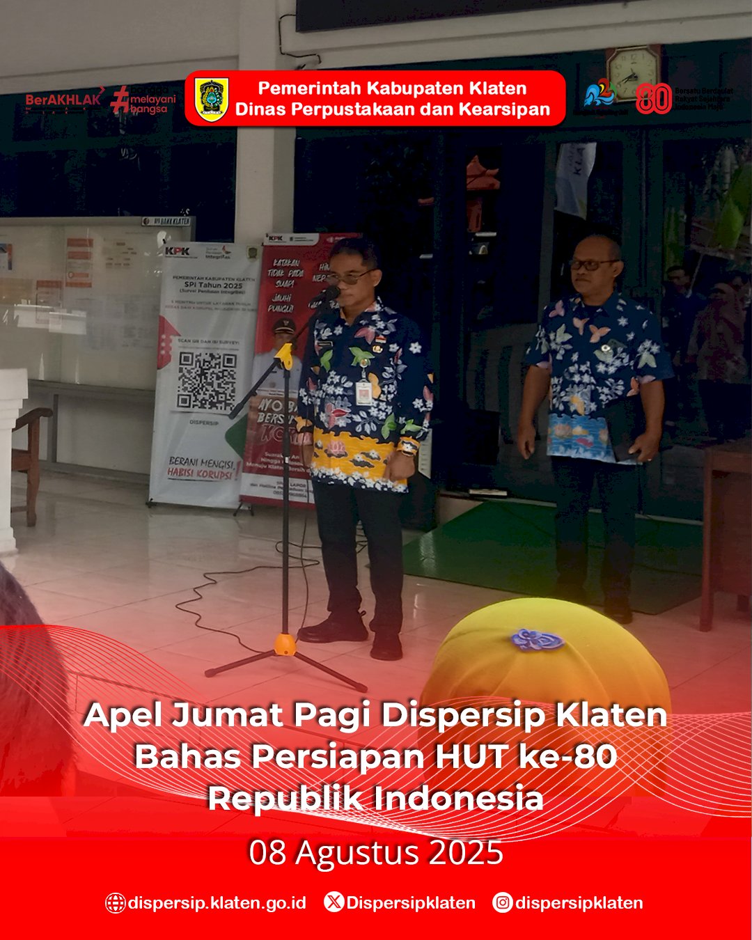 Apel Jumat Pagi Dispersip Klaten Bahas Persiapan HUT ke-80 Republik Indonesia