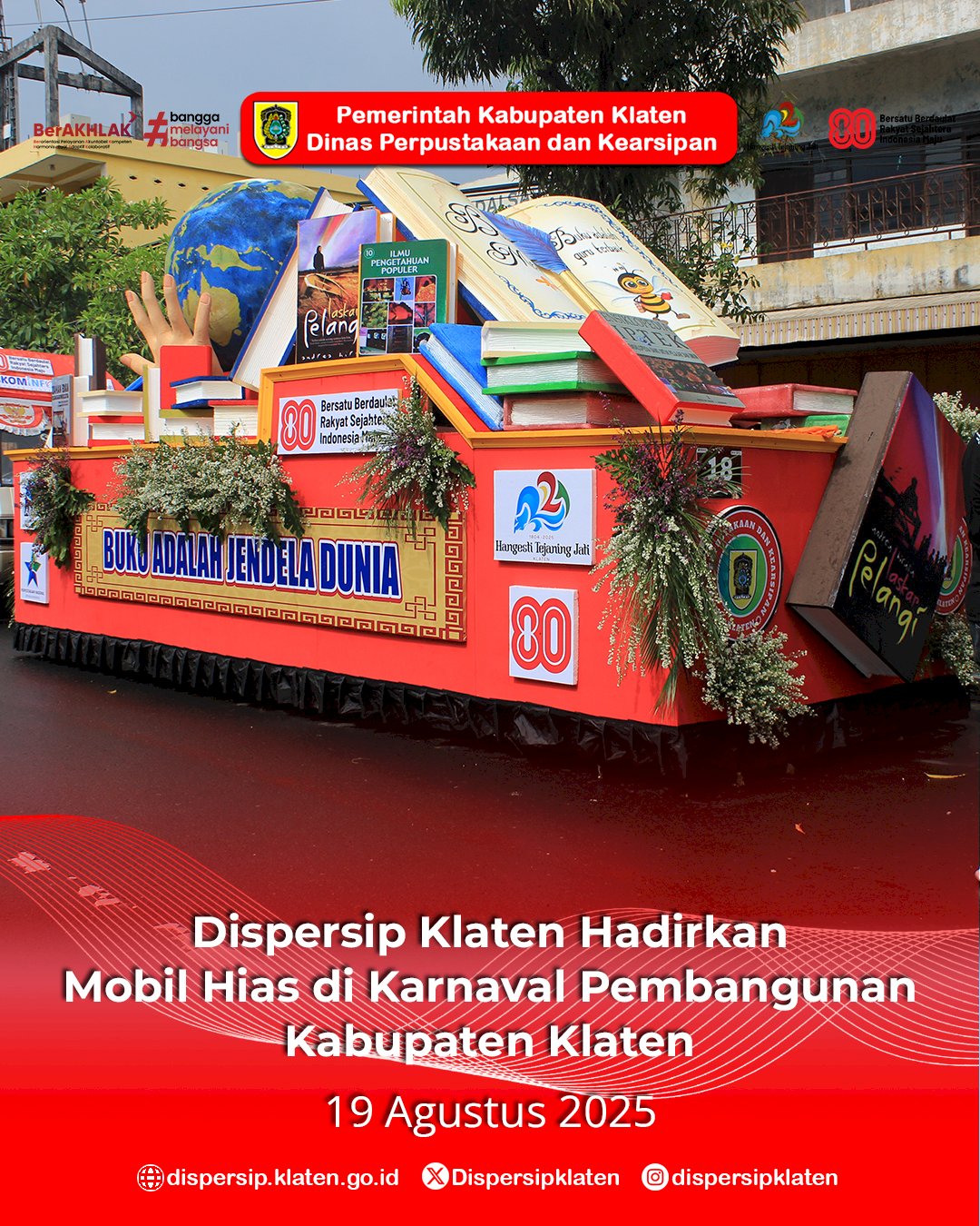Dispersip Klaten Hadirkan Mobil Hias di Karnaval Pembangunan Kabupaten Klaten
