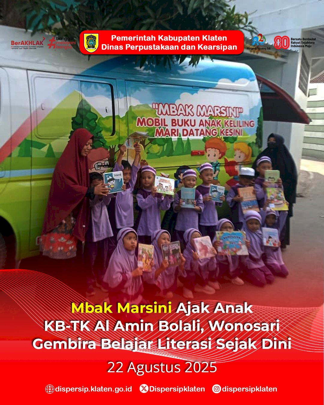Mbak Marsini Ajak Anak KB-TK Al Amin Bolali, Wonosari Gembira Belajar Literasi Sejak Dini