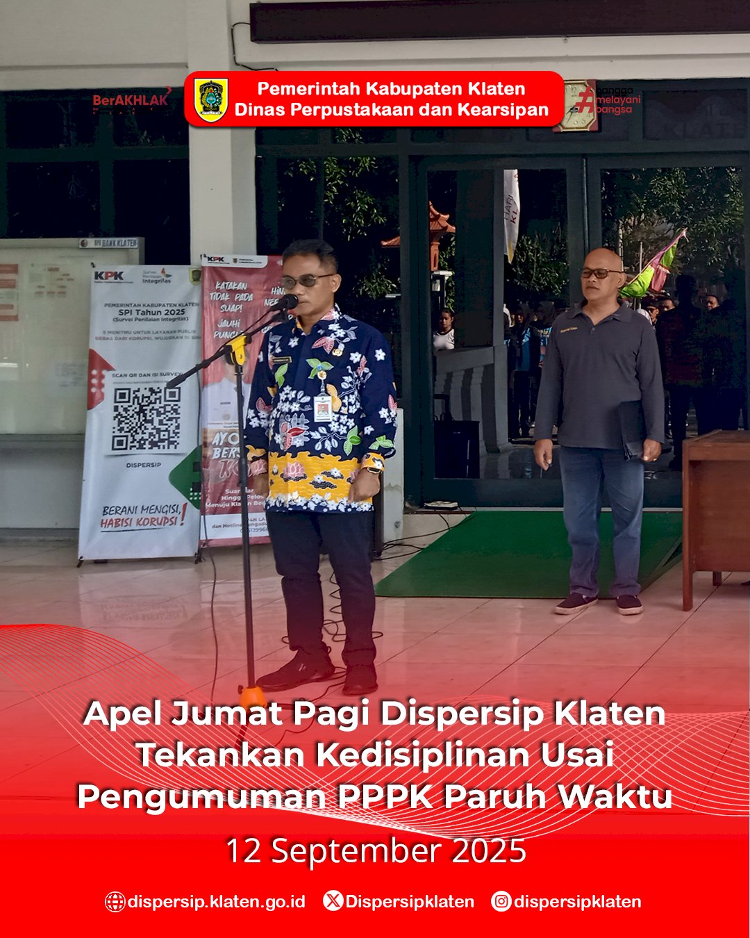 Apel Jumat Pagi Dispersip Klaten Tekankan Kedisiplinan Usai Pengumuman PPPK Paruh Waktu