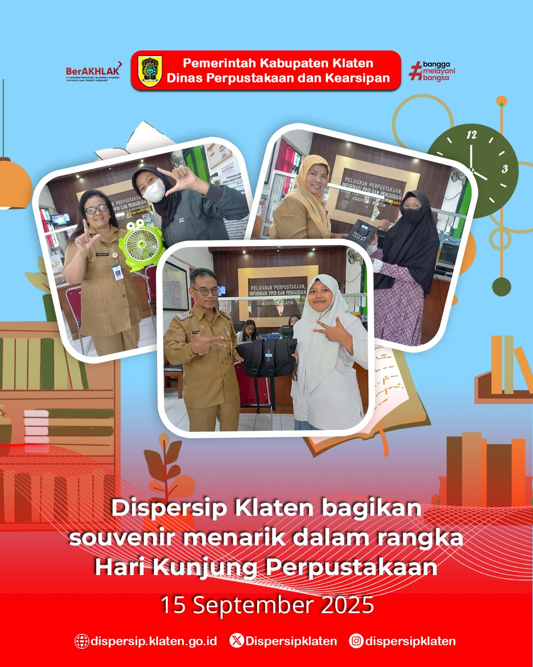 Dispersip Klaten bagikan souvenir menarik dalam rangka Hari Kunjung Perpustakaan