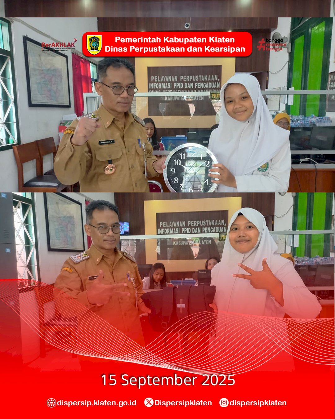Dispersip Klaten bagikan souvenir menarik dalam rangka Hari Kunjung Perpustakaan