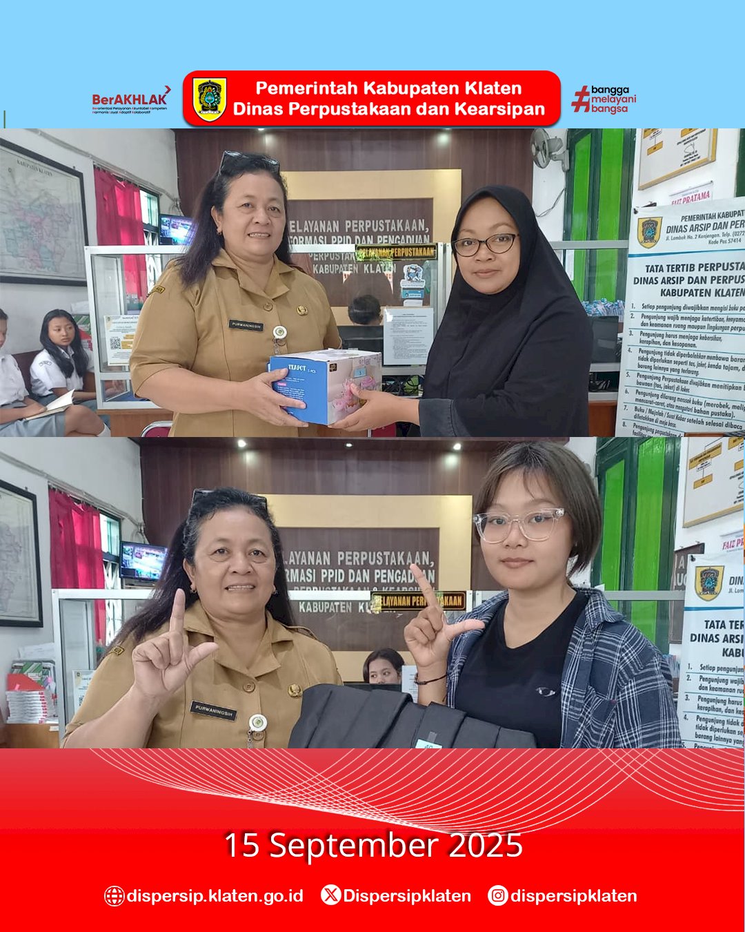 Dispersip Klaten bagikan souvenir menarik dalam rangka Hari Kunjung Perpustakaan