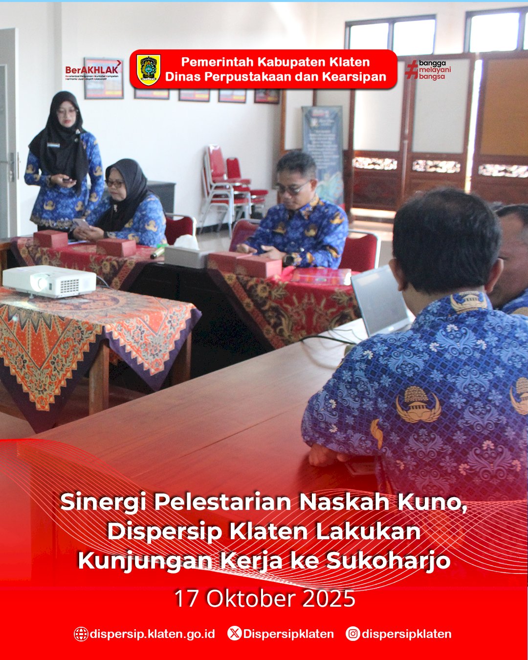 Sinergi Pelestarian Naskah Kuno, Dispersip Klaten Lakukan Studi ke Sukoharjo