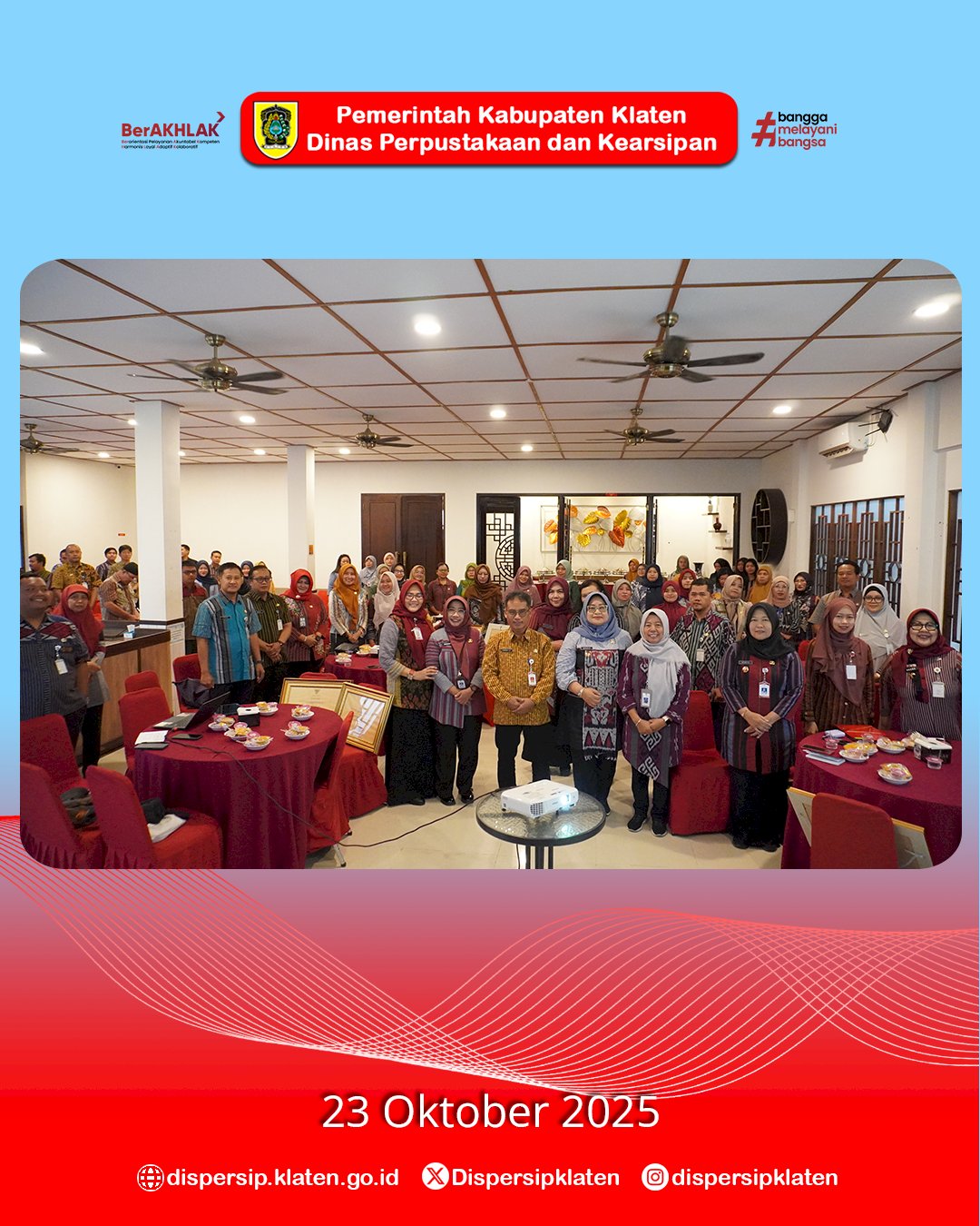 Dispersip Klaten Gelar Evaluasi Pengawasan Kearsipan 2025, Apresiasi Kinerja Terbaik Pengelola Arsip Daerah