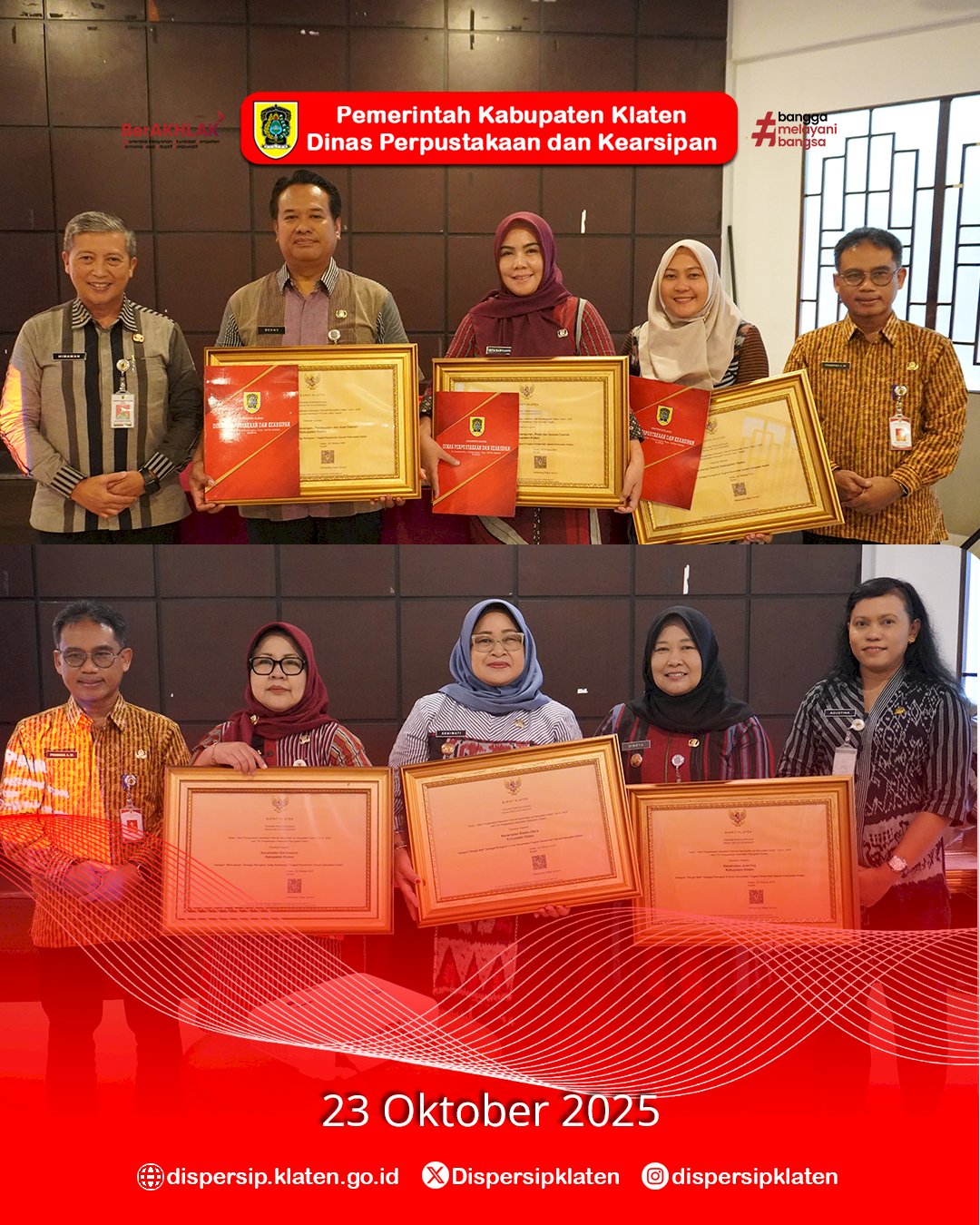 Dispersip Klaten Gelar Evaluasi Pengawasan Kearsipan 2025, Apresiasi Kinerja Terbaik Pengelola Arsip Daerah