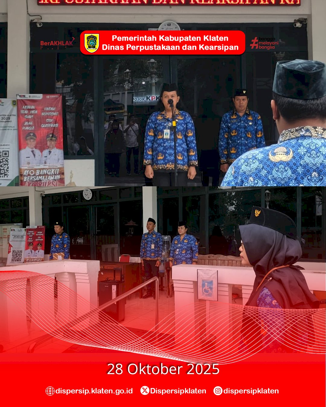 Dispersip Klaten Gelar Upacara Peringatan Hari Sumpah Pemuda ke-97 “Pemuda Pemudi Bergerak, Indonesia Bersatu”