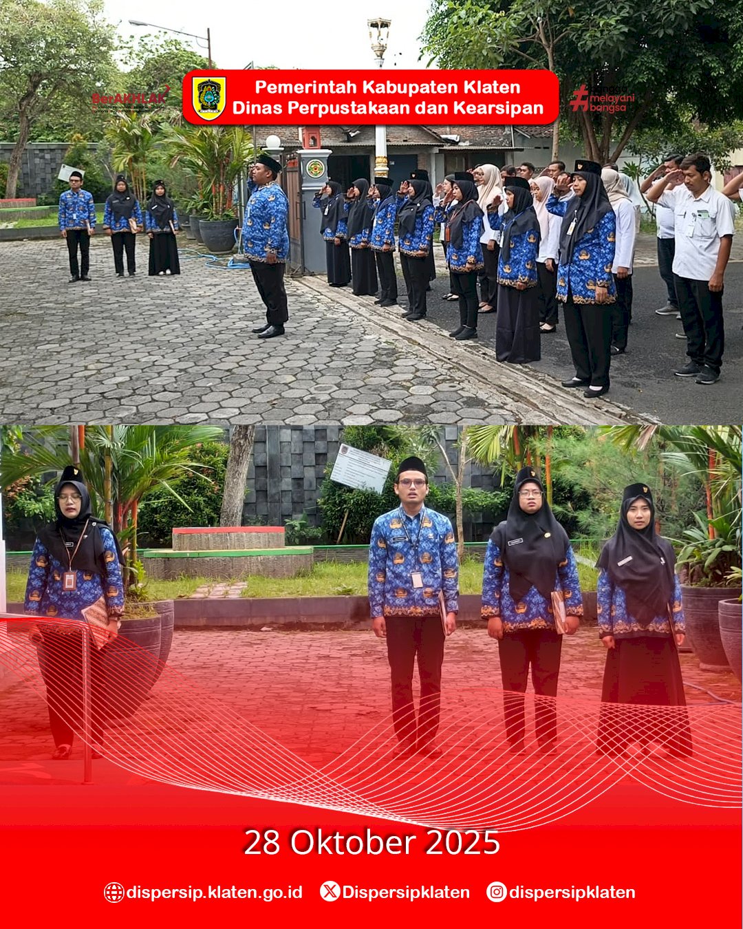 Dispersip Klaten Gelar Upacara Peringatan Hari Sumpah Pemuda ke-97 “Pemuda Pemudi Bergerak, Indonesia Bersatu”