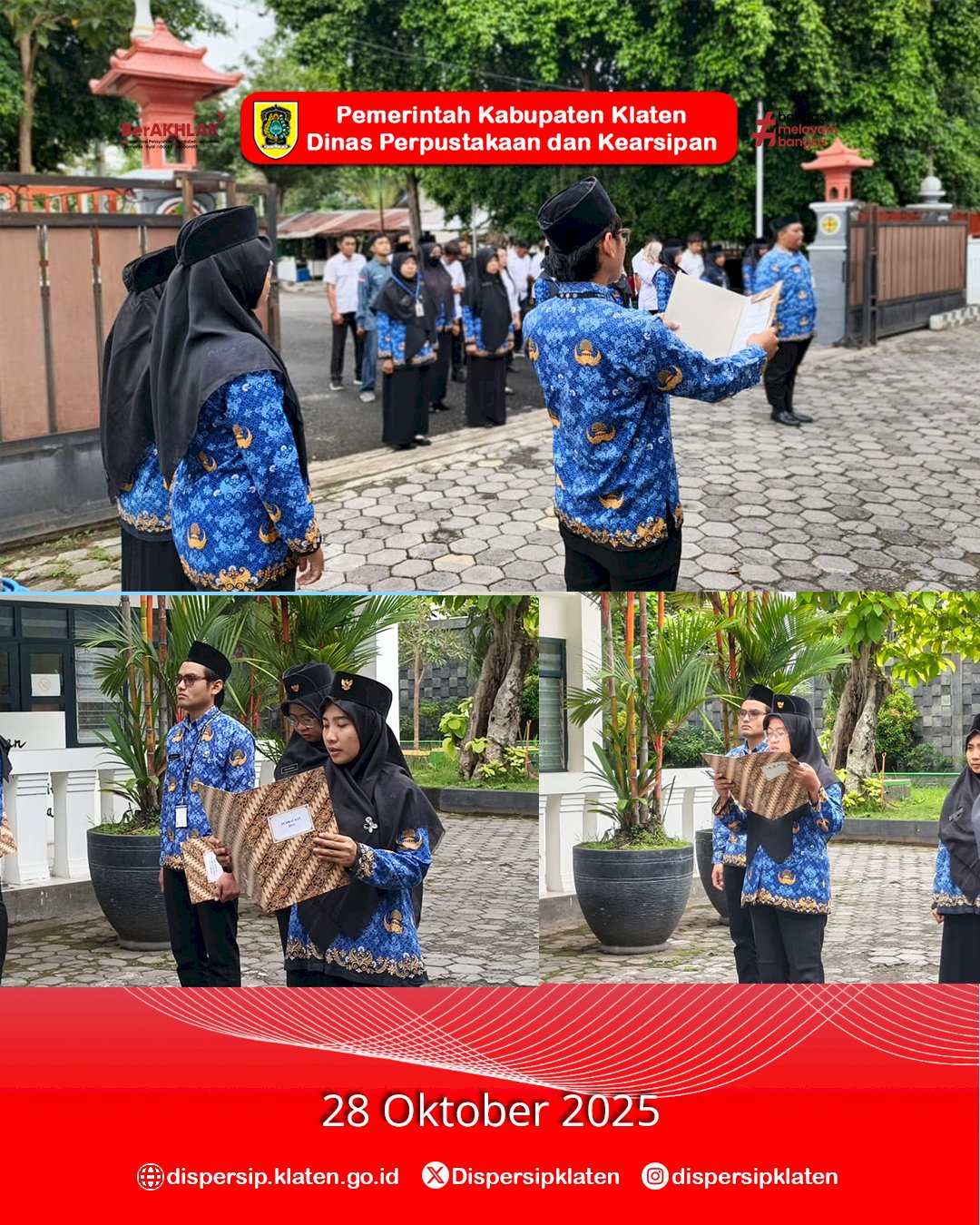 Dispersip Klaten Gelar Upacara Peringatan Hari Sumpah Pemuda ke-97 “Pemuda Pemudi Bergerak, Indonesia Bersatu”