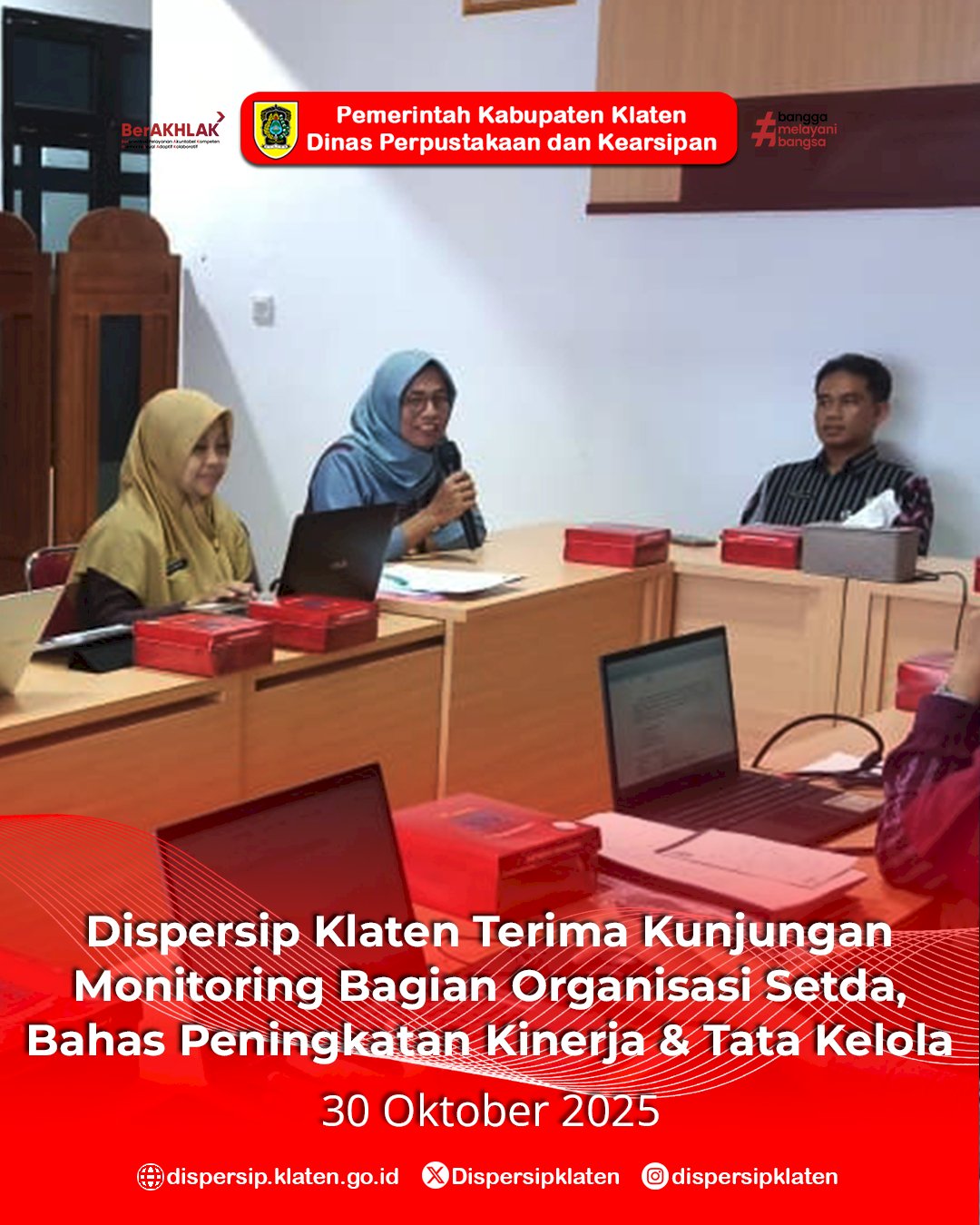 Dispersip Klaten Terima Kunjungan Monitoring Bagian Organisasi Setda, Bahas Peningkatan Kinerja dan Tata Kelola