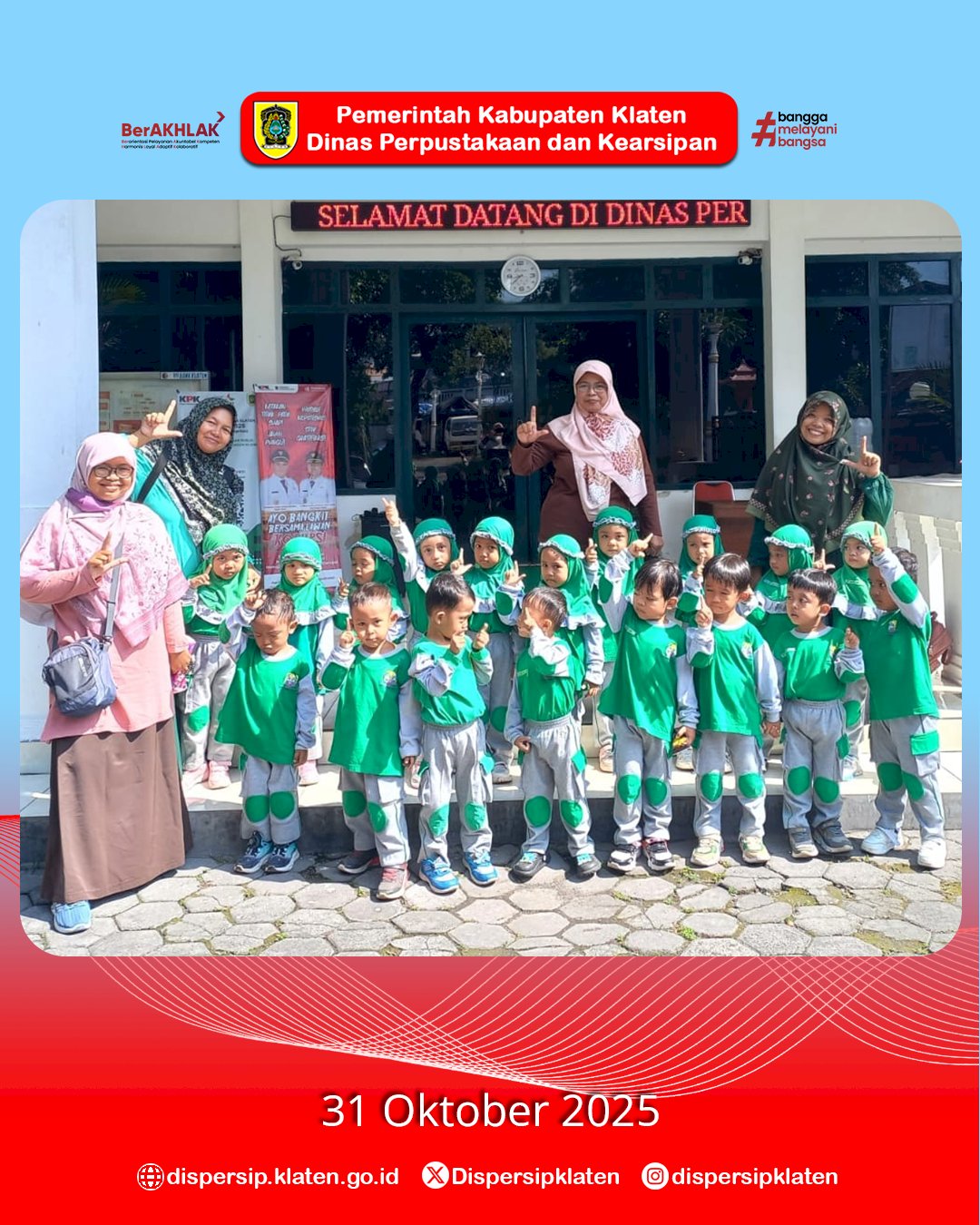 Dispersip Klaten Sambut Kunjungan KBIT Mutiara Hati, Ajak Anak-anak Gembira Belajar di Perpustakaan