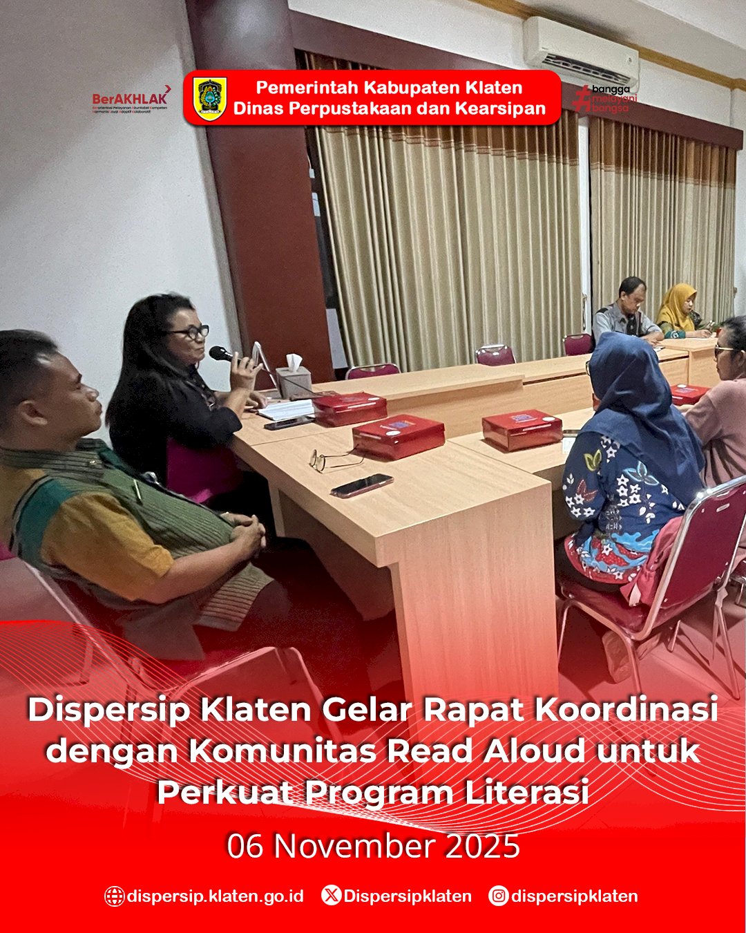 Dispersip Klaten Gelar Rapat Koordinasi dengan Komunitas Read Aloud untuk Perkuat Program Literasi