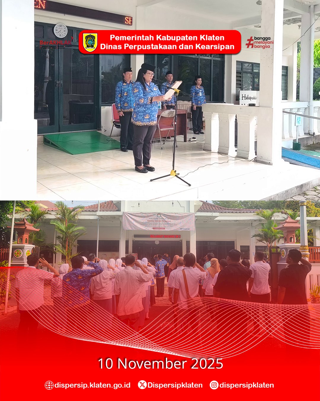 Dispersip Klaten Gelar Upacara Hari Pahlawan 2025, Kobarkan Semangat “Pahlawanku Teladanku, Terus Bergerak Melanjutkan Perjuangan”