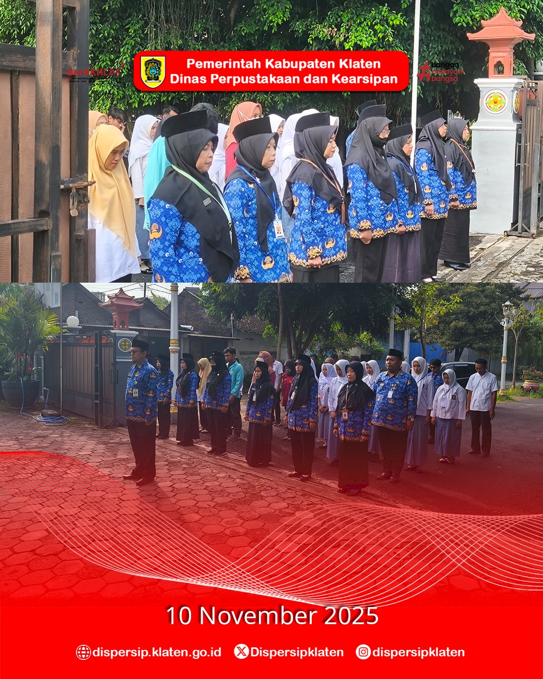 Dispersip Klaten Gelar Upacara Hari Pahlawan 2025, Kobarkan Semangat “Pahlawanku Teladanku, Terus Bergerak Melanjutkan Perjuangan”