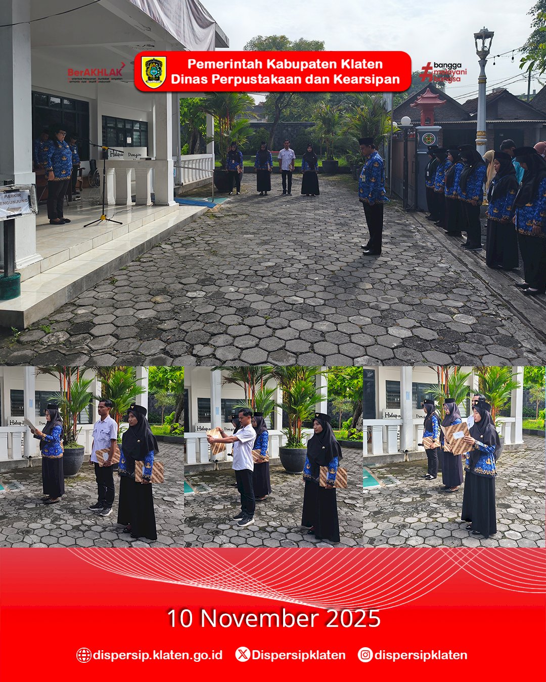 Dispersip Klaten Gelar Upacara Hari Pahlawan 2025, Kobarkan Semangat “Pahlawanku Teladanku, Terus Bergerak Melanjutkan Perjuangan”