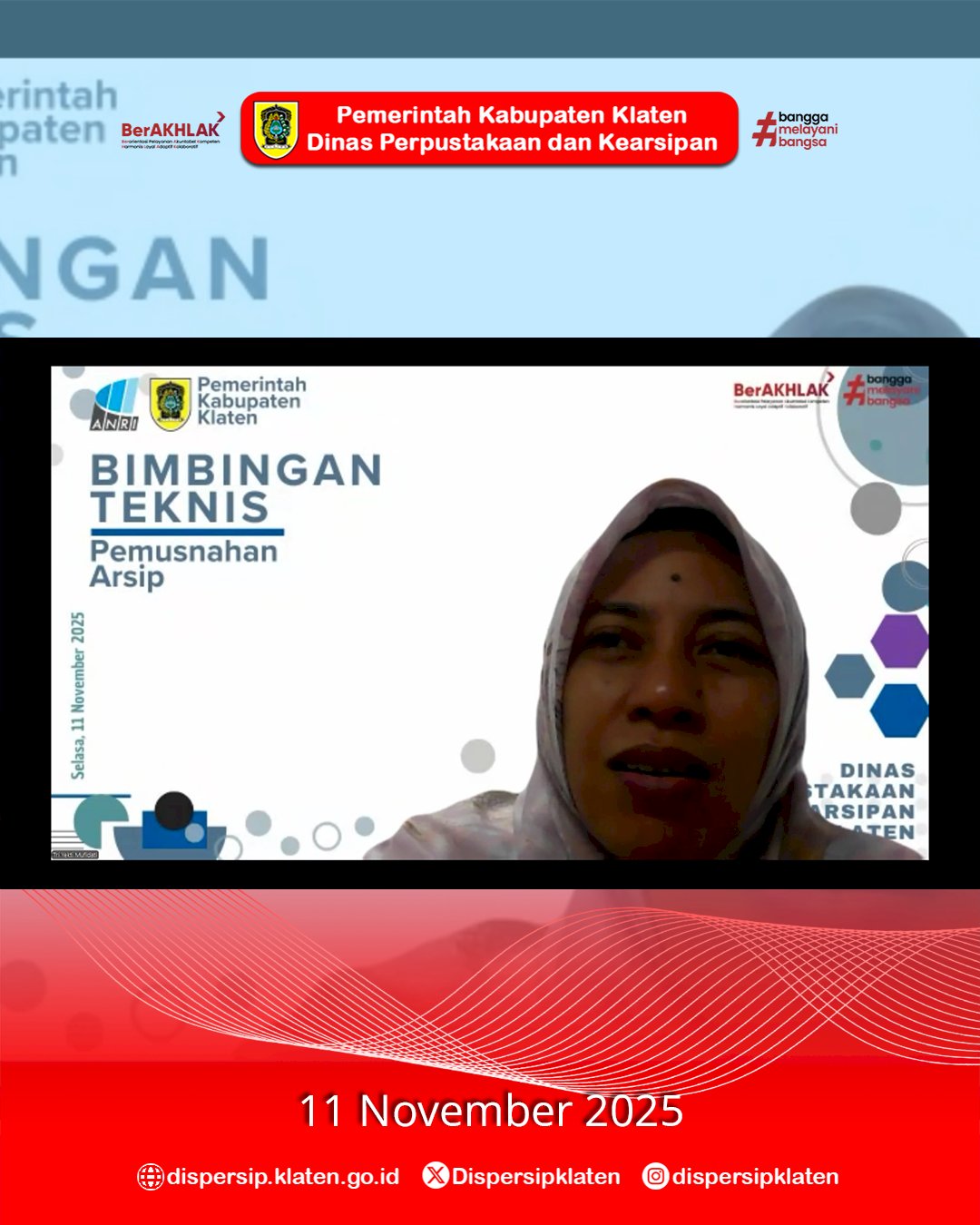 Dispersip Klaten Gelar Bimtek Pemusnahan Arsip bagi Seluruh Perangkat Daerah secara Daring