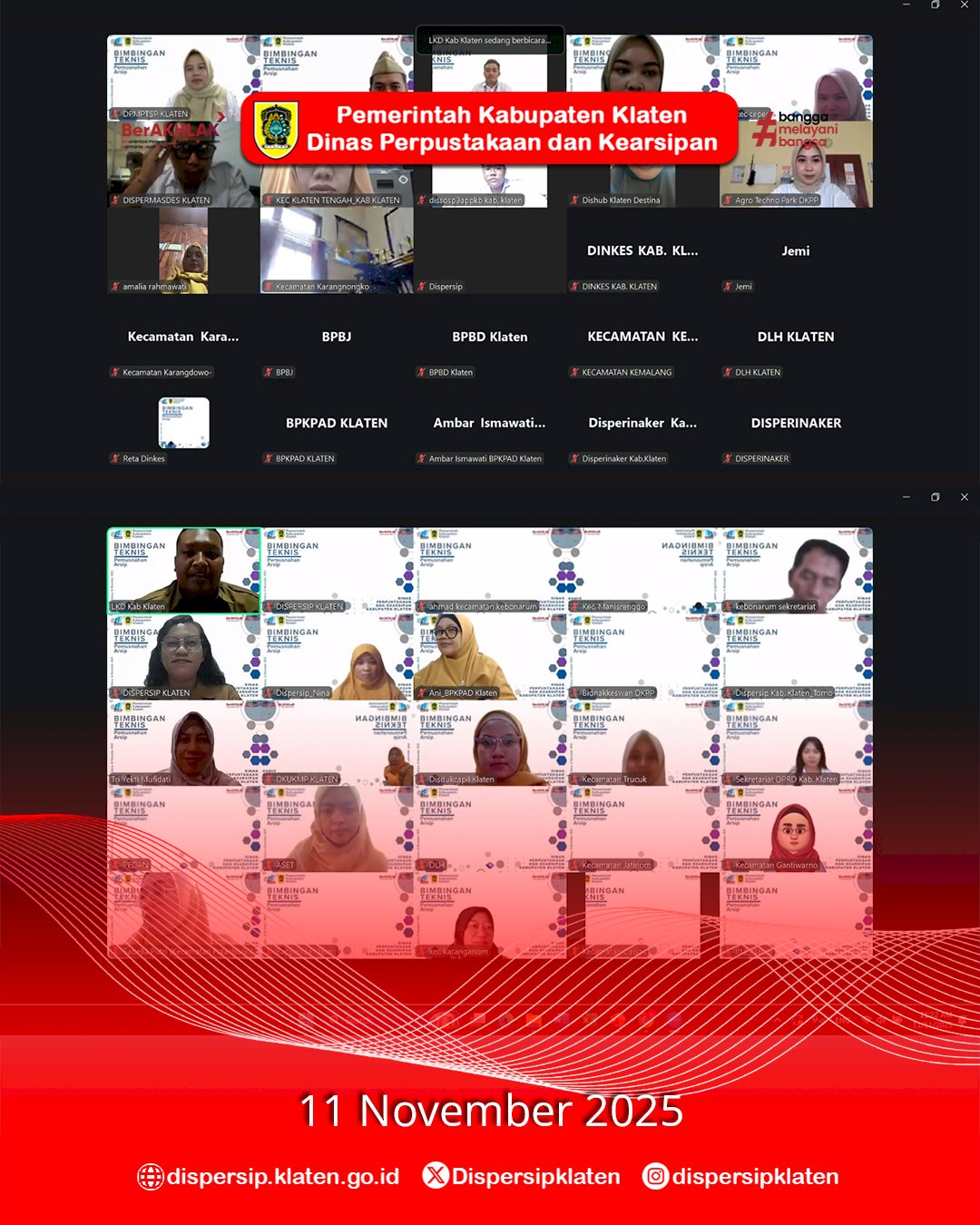 Dispersip Klaten Gelar Bimtek Pemusnahan Arsip bagi Seluruh Perangkat Daerah secara Daring