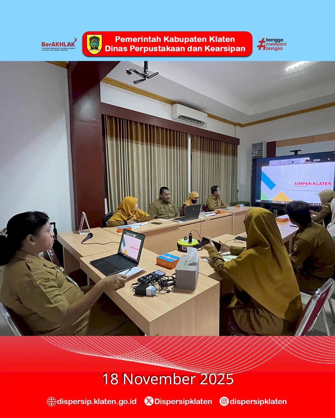 Dispersip Klaten Inisiasi Bimtek Pengelolaan Arsip Inaktif bersama ANRI secara Daring