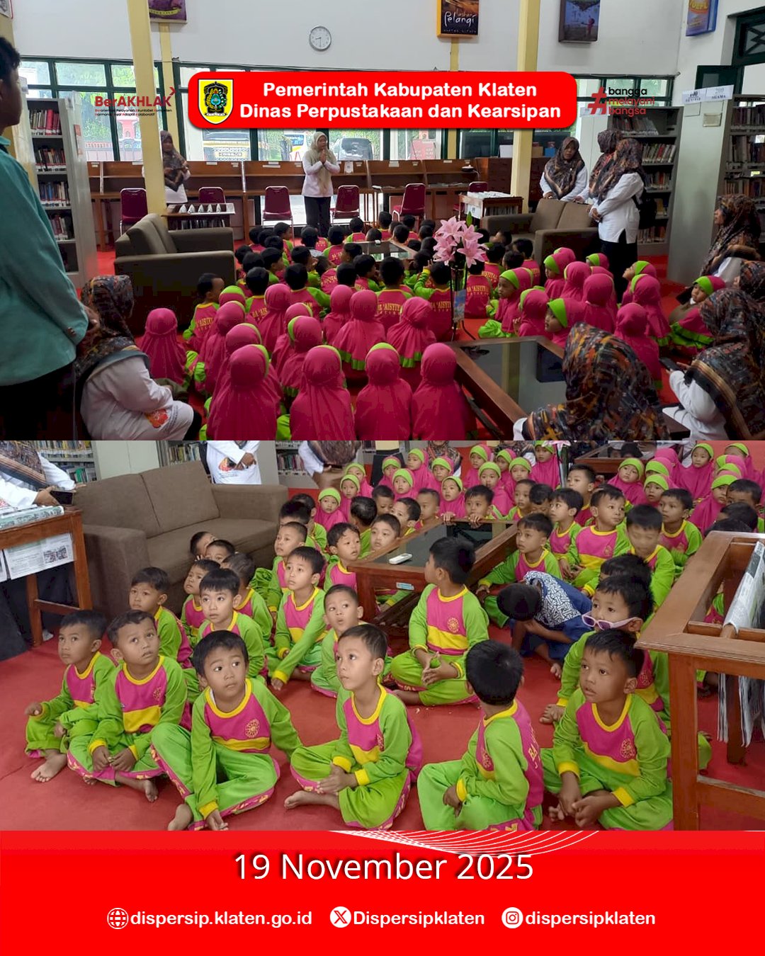 Mengenal Dunia Buku : PAUD BA Aisyiyah Jemawan I Jatinom Lakukan Kunjungan Literasi ke Perpustakaan 