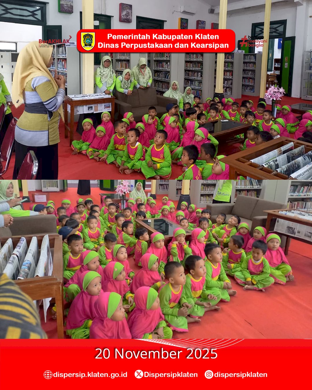 Mengenal Dunia Buku : PAUD BA Aisyiyah Jemawan I Jatinom Lakukan Kunjungan Literasi ke Perpustakaan 