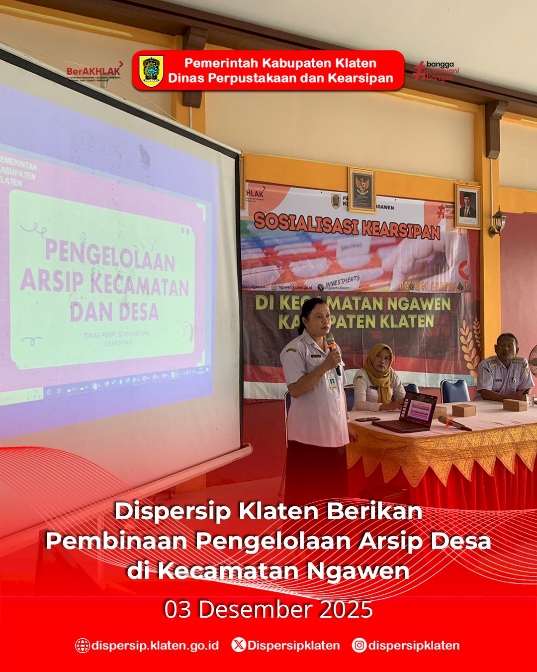 Dispersip Klaten Berikan Pembinaan Pengelolaan Arsip Desa di Kecamatan Ngawen