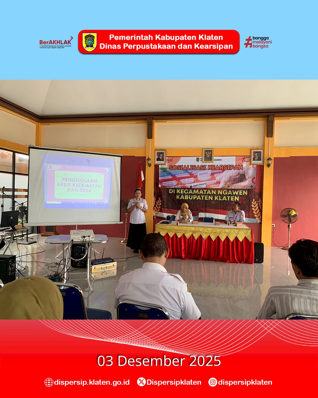 Dispersip Klaten Berikan Pembinaan Pengelolaan Arsip Desa di Kecamatan Ngawen