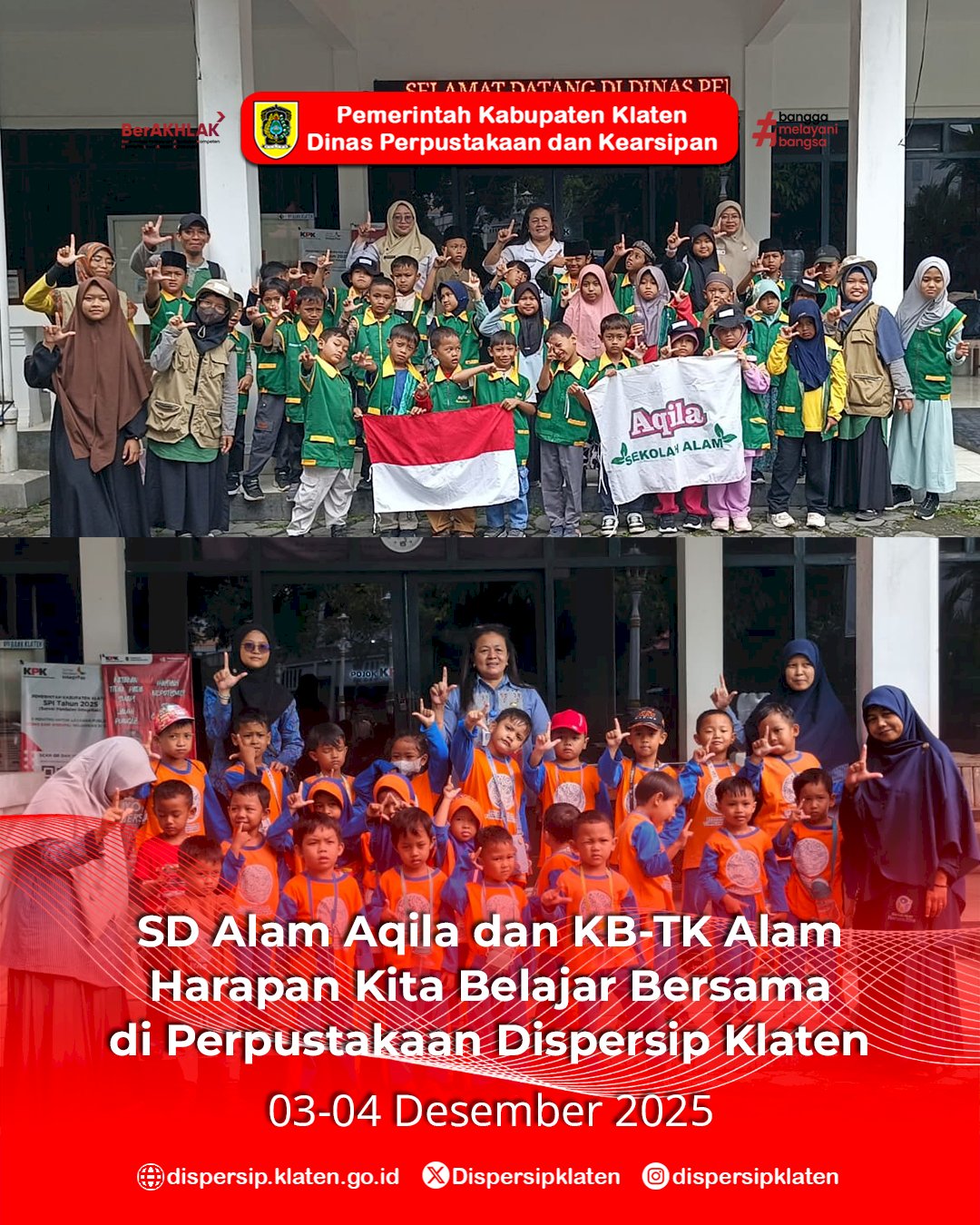 SD Alam Aqila dan KB-TK Alam Harapan Kita Belajar Bersama di Perpustakaan Dispersip Klaten