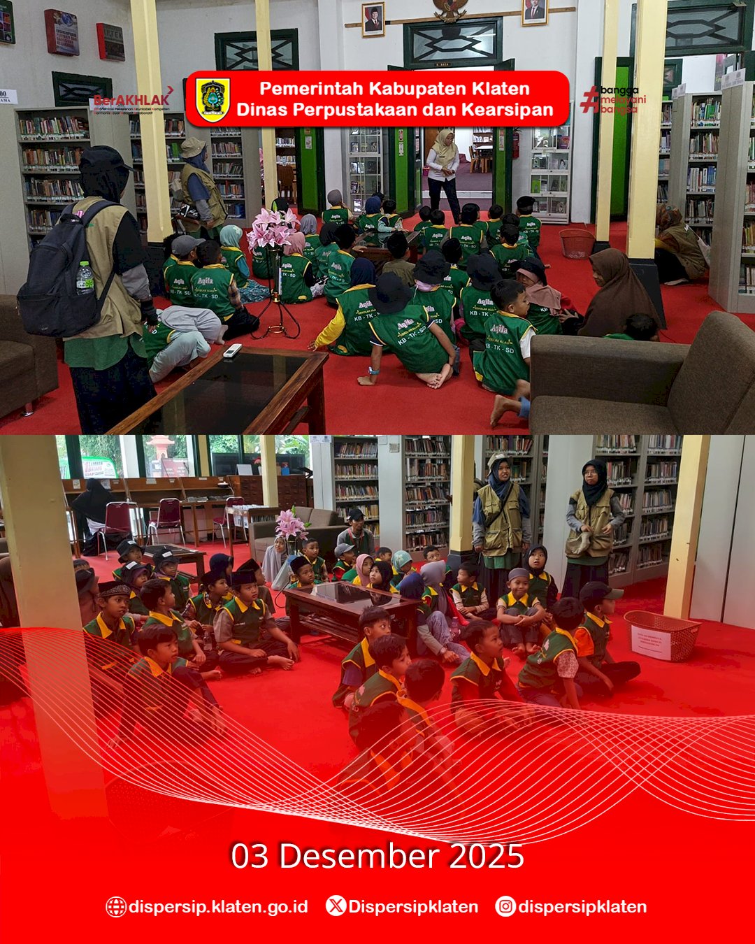SD Alam Aqila dan KB-TK Alam Harapan Kita Belajar Bersama di Perpustakaan Dispersip Klaten