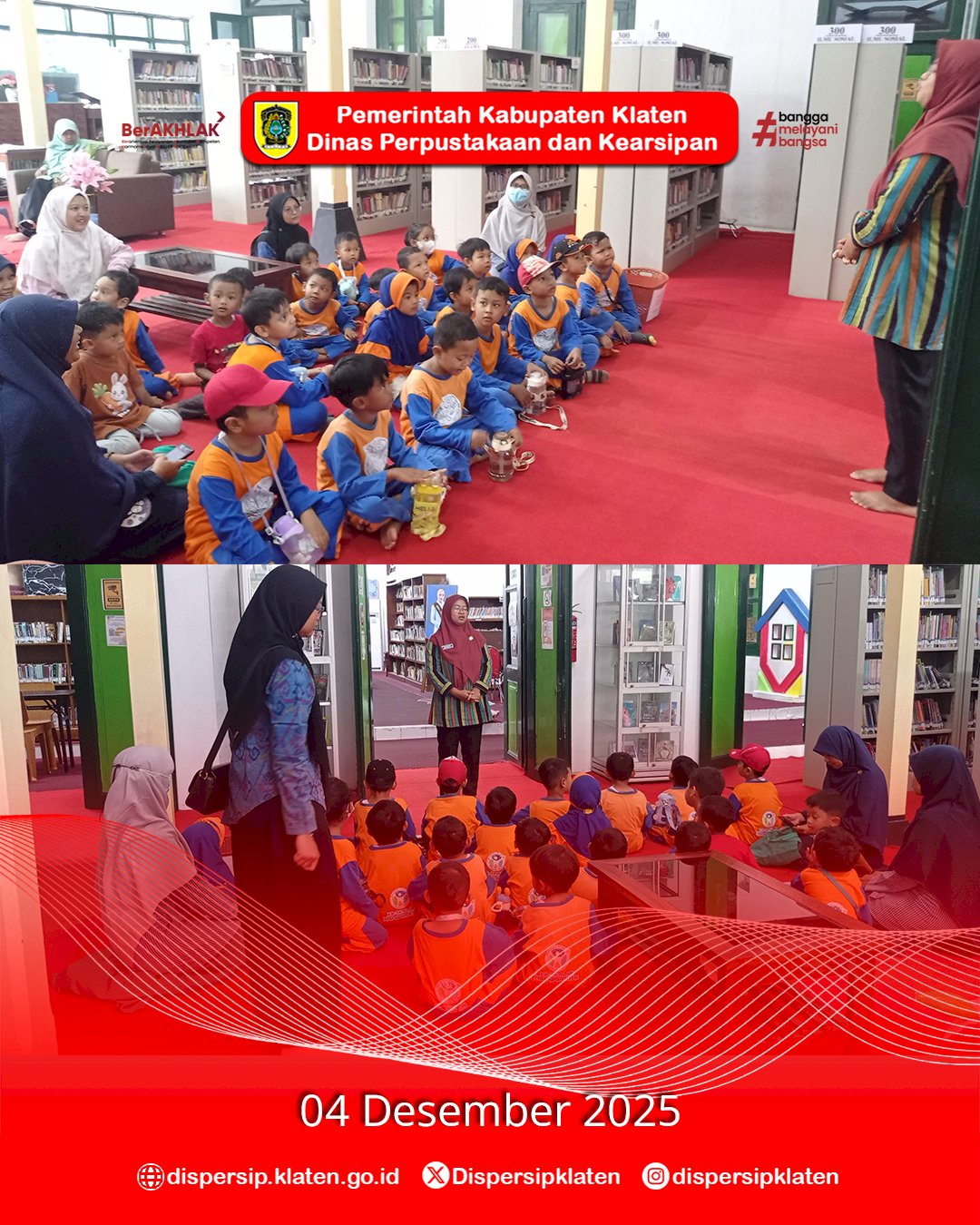 SD Alam Aqila dan KB-TK Alam Harapan Kita Belajar Bersama di Perpustakaan Dispersip Klaten