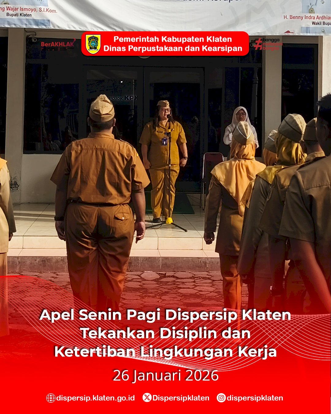 Apel Senin Pagi Dispersip Klaten Tekankan Disiplin dan Ketertiban Lingkungan Kerja