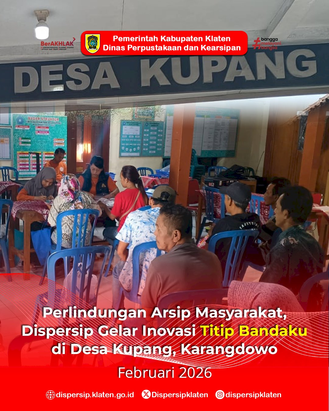 Perlindungan Arsip Masyarakat, Dispersip Gelar Inovasi Titip Bandaku di Desa Kupang, Karangdowo