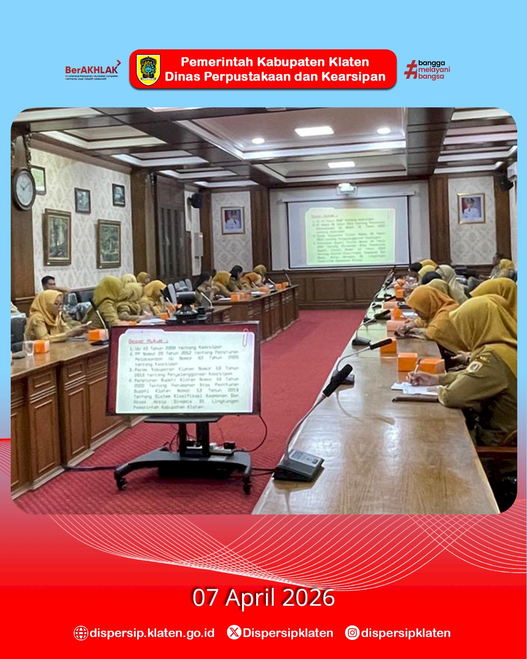 Dispersip Klaten Gelar Rapat Pembahasan Rancangan SKKAAD untuk Perkuat Tata Kelola Arsip Daerah