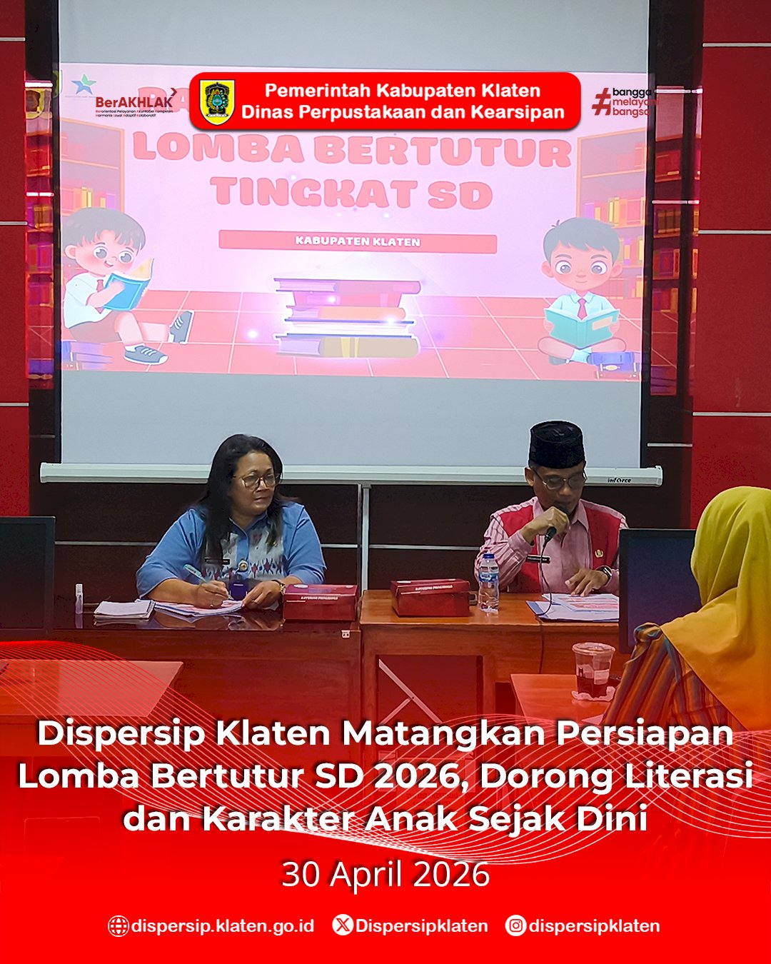 Dispersip Klaten Matangkan Persiapan Lomba Bertutur SD 2026, Dorong Literasi dan Karakter Anak Sejak Dini