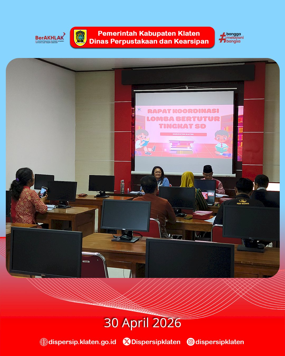 Dispersip Klaten Matangkan Persiapan Lomba Bertutur SD 2026, Dorong Literasi dan Karakter Anak Sejak Dini