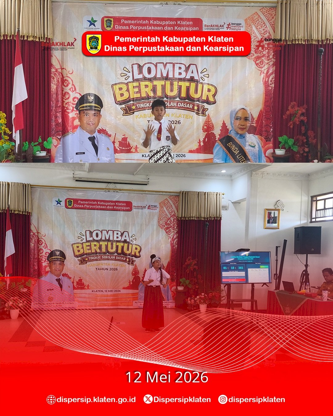 Dispersip Klaten Selenggarakan Lomba Bertutur Tingkat SD Kabupaten Klaten Tahun 2026